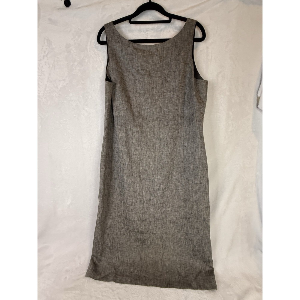 Ellen Tracy Linen Blend Sheath Dress Neutral‎ Sleeveless Size 10 Career Capsule